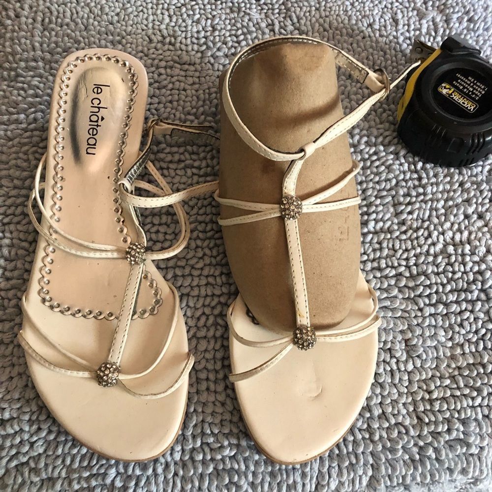 La Château  strapy white kitten heel sandals  6
